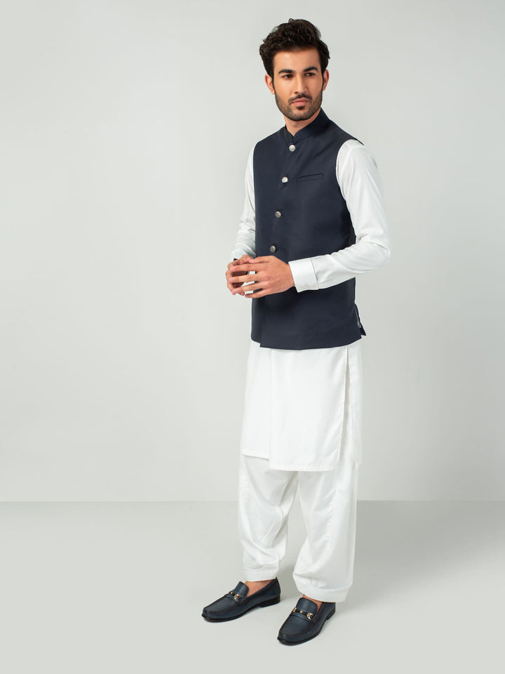 Blue Waistcoat With Silver Buttons Brumano Pakistan