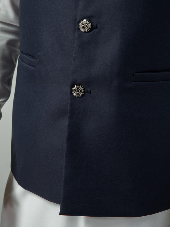 Blue Waistcoat With Silver Buttons Brumano Pakistan