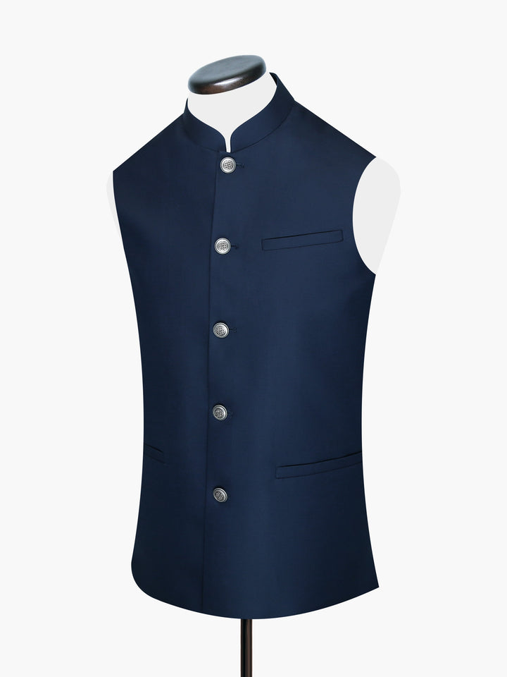 Blue Waistcoat With Silver Buttons Brumano Pakistan