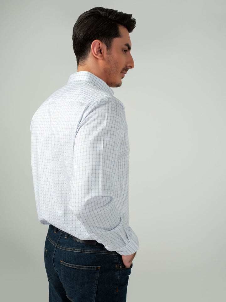 Blue & White Button Down Formal Shirt Brumano Pakistan