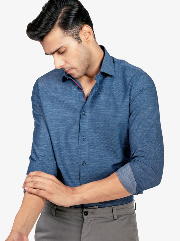 Blue & White Dobby Formal Shirt Brumano Pakistan