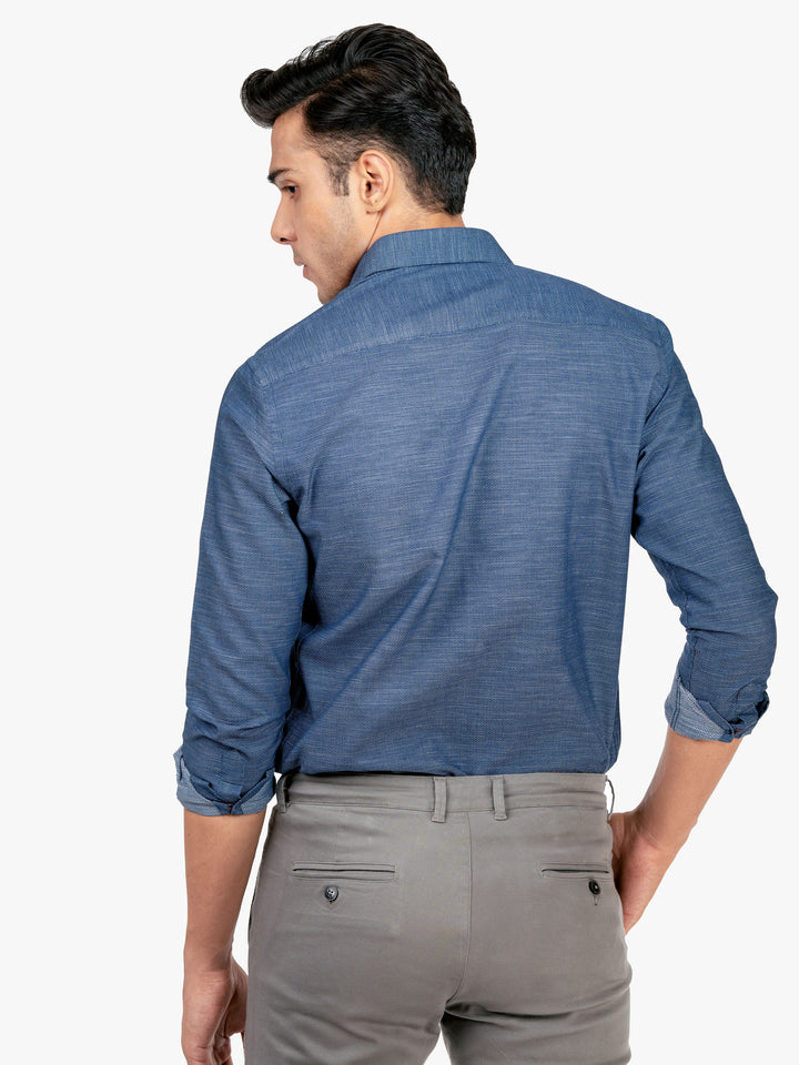 Blue & White Dobby Formal Shirt Brumano Pakistan