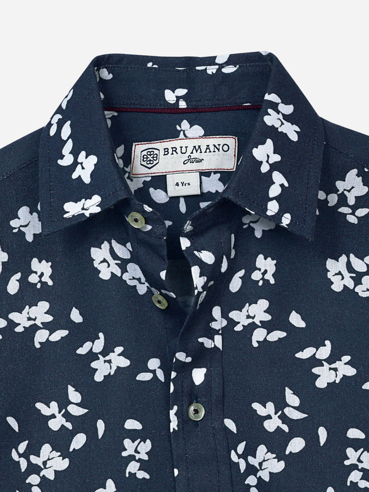 Blue & White Floral Printed Casual Shirt Brumano Pakistan
