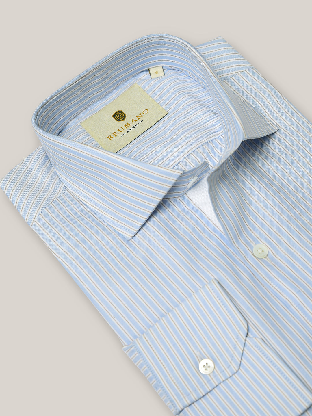 Blue & White Formal Striped Shirt Brumano Hyderabad