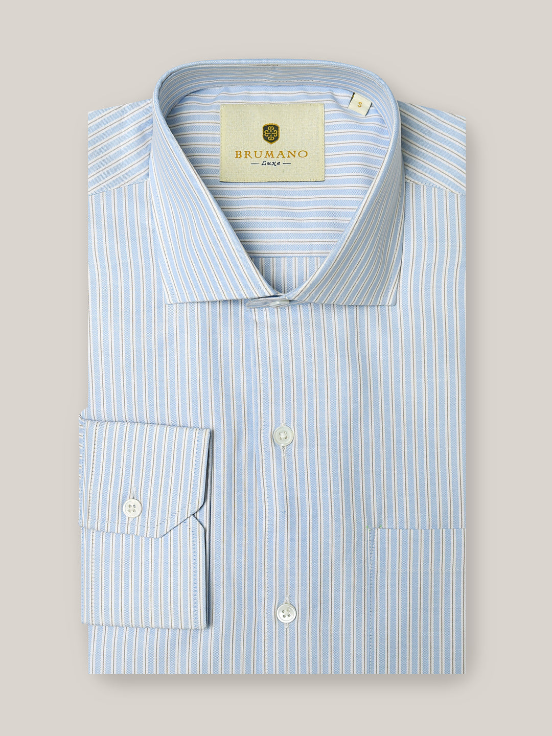 Blue & White Formal Striped Shirt Brumano Hyderabad