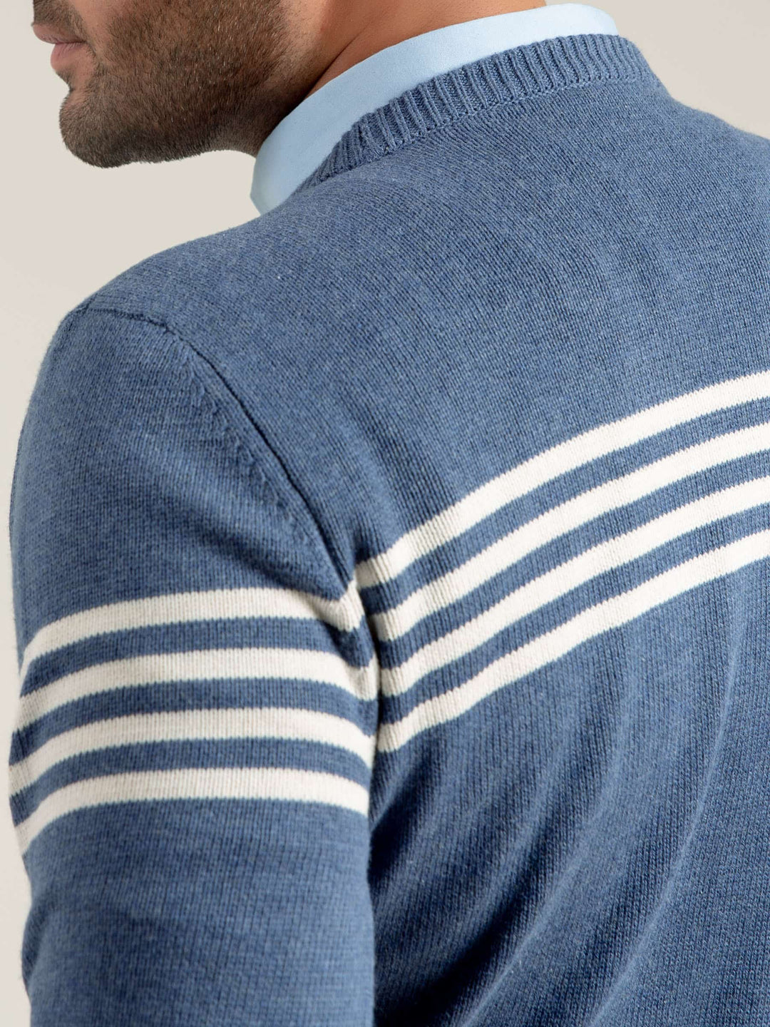 Blue & White Striped Crew Neck Jumper Brumano Pakistan
