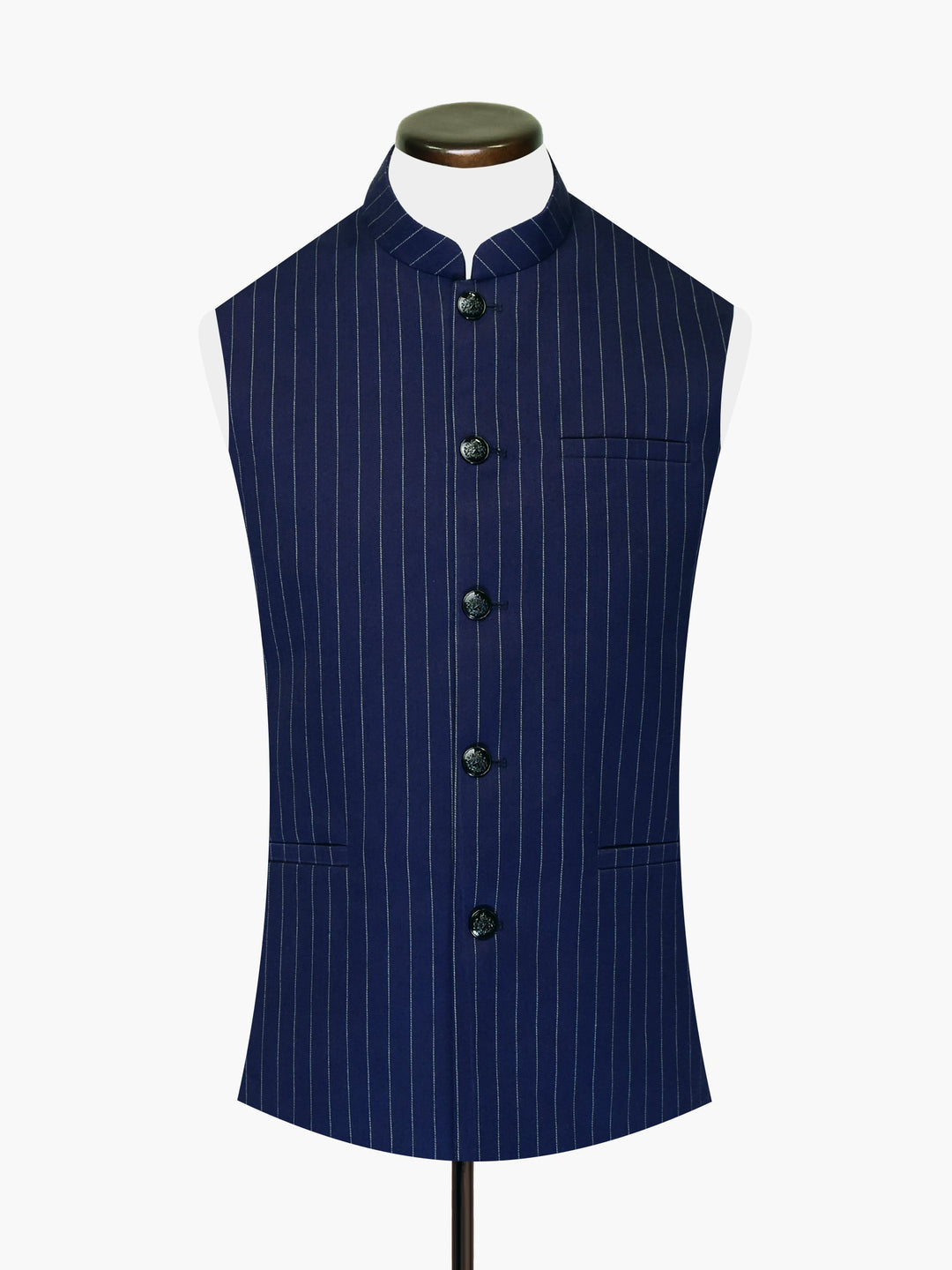 Blue Wool Striped Waistcoat Brumano Pakistan
