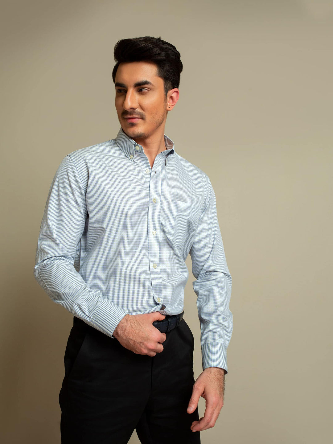 Blue & Yellow Formal Checkered Shirt Brumano Pakistan