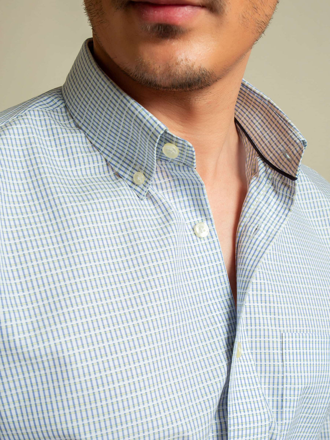 Blue & Yellow Formal Checkered Shirt Brumano Pakistan