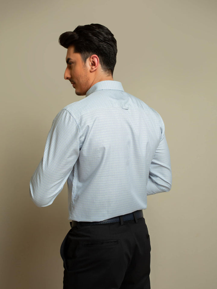 Blue & Yellow Formal Checkered Shirt Brumano Pakistan