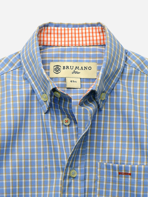 Blue & Yellow Gingham Casual Shirt Brumano Pakistan