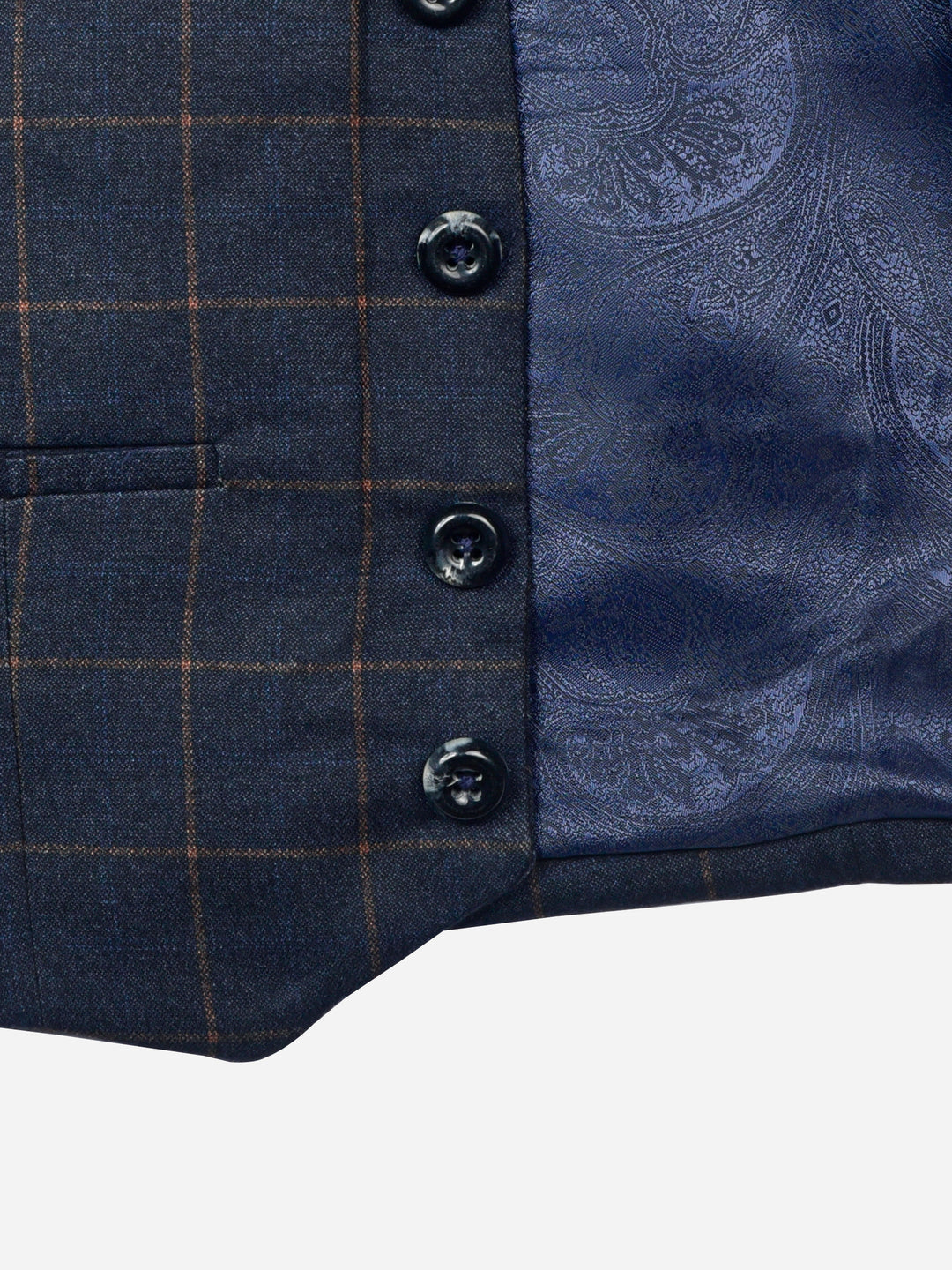 Blue Checkered Suit Vest With Bow Brumano Pakistan