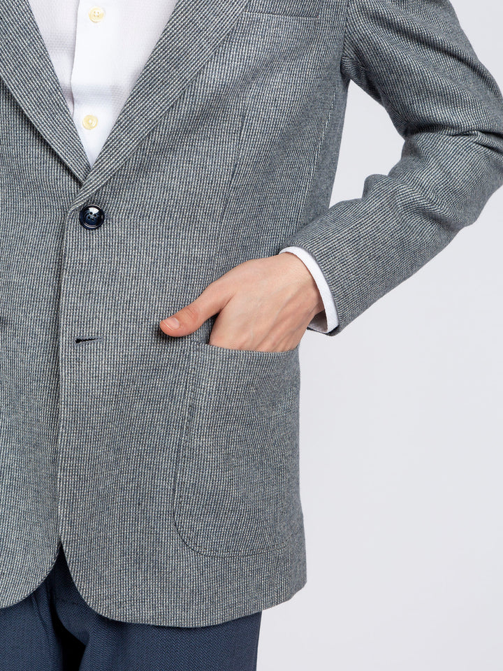 Blue Dobby Structured Wool Cashmere Blazer - Sartoria Brumano Pakistan