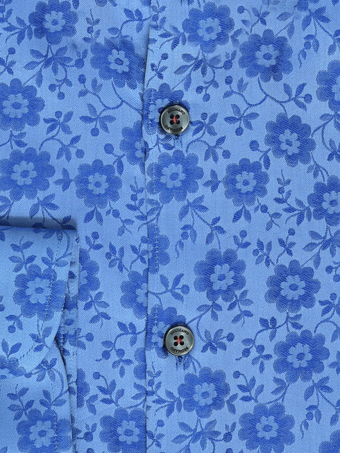 Blue Floral Printed Jacquard Shirt Brumano Pakistan