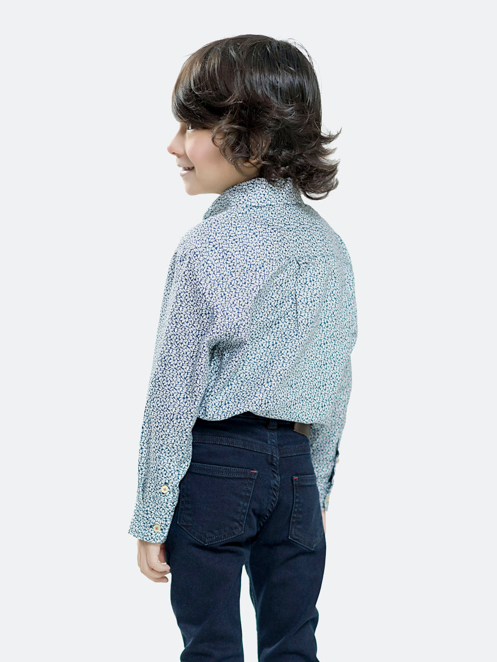 Blue Floral Printed Long Sleeve Casual Shirt