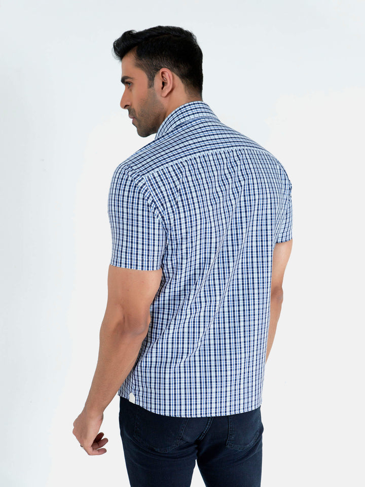 Blue Gingham Half Sleeve Shirt Brumano Pakistan