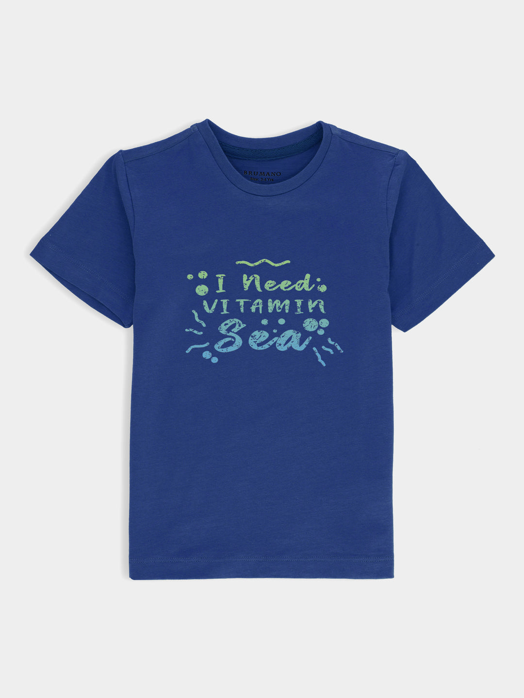 Blue graphic printed 'vitamin sea'  casual tee brumano pakistan