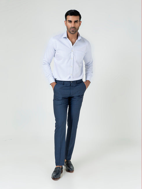 Blue Herringbone Structured Dress Pant Brumano Pakistan