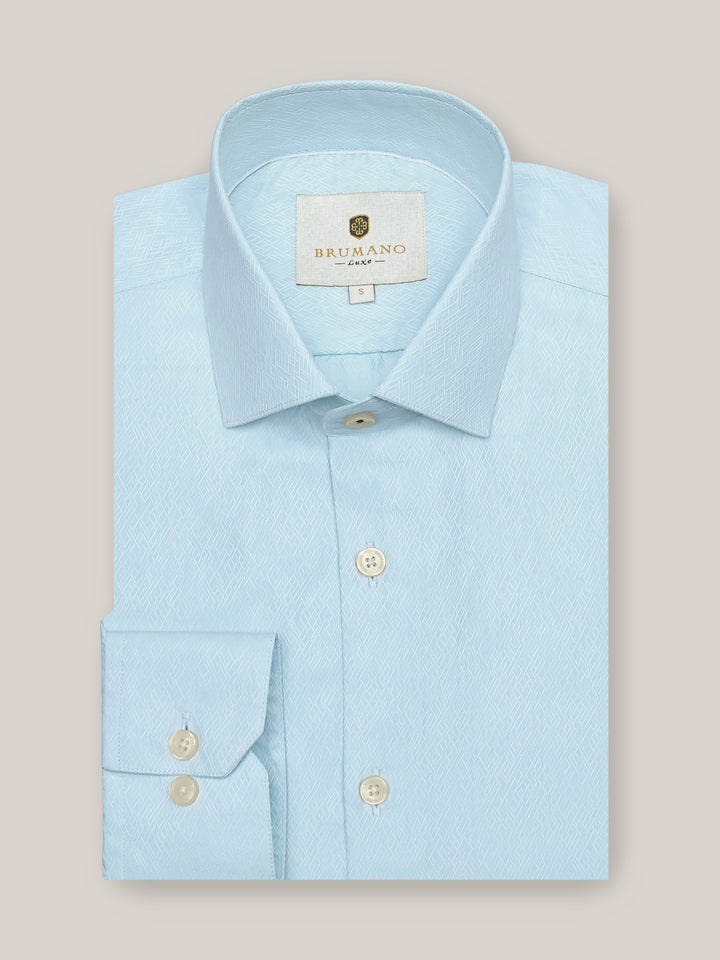 Blue Jacquard Patterned Silk Shirt Brumano Pakistan 