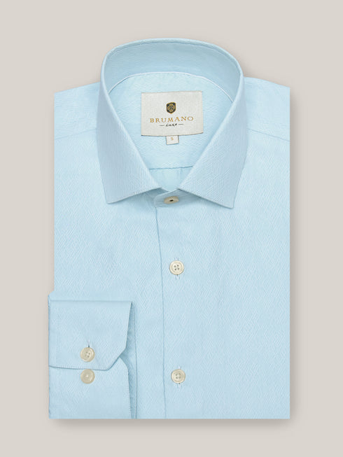 Blue Jacquard Patterned Silk Shirt Brumano Pakistan 
