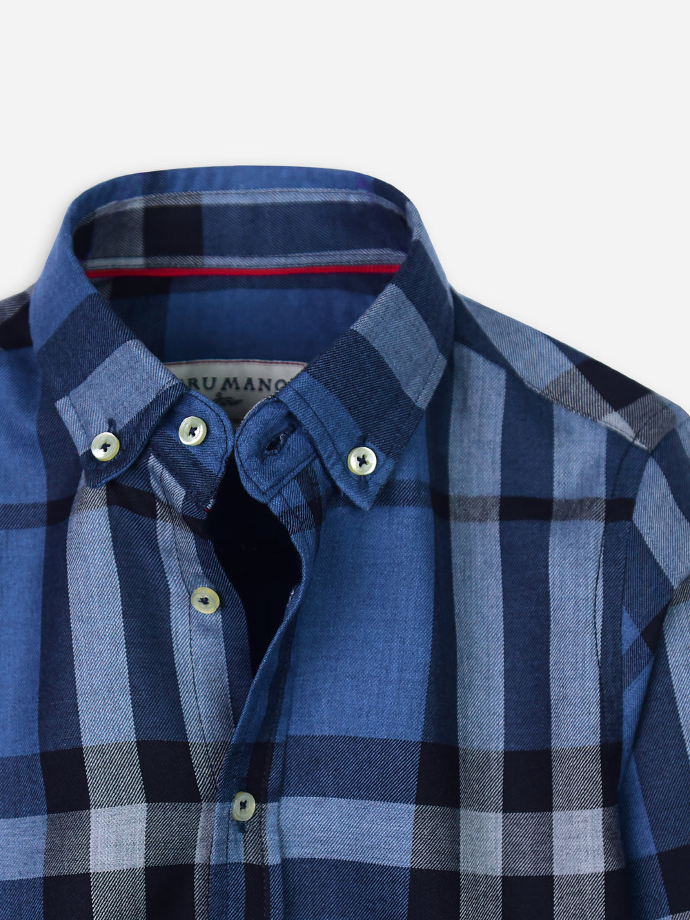 Blue Large Windowpane Checkered Casual Shirt