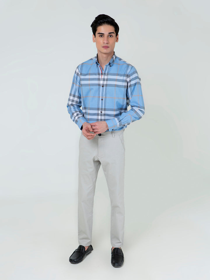 Blue Large Windowpane Checkered Shirt Brumano Pakistan