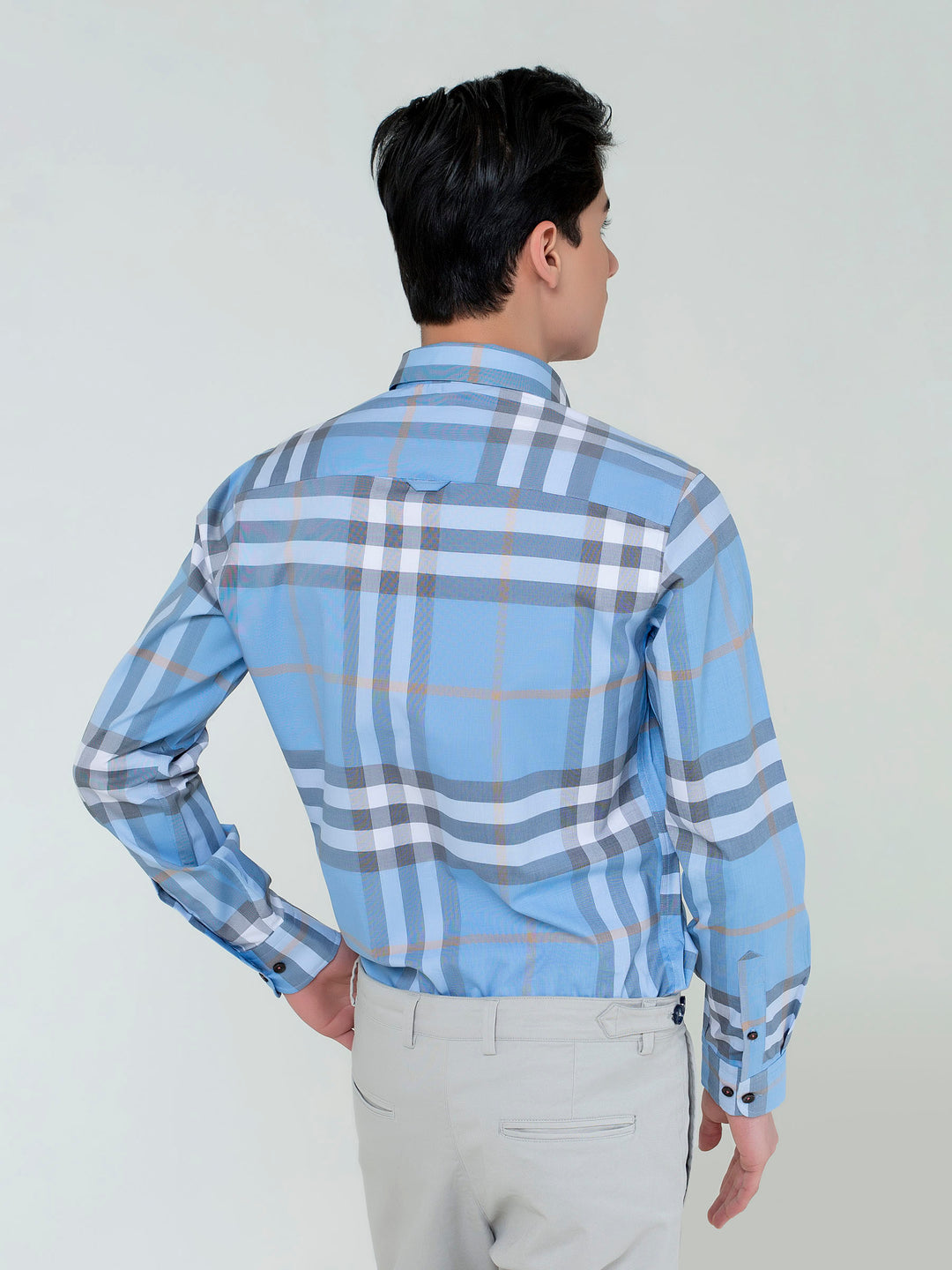 Blue Large Windowpane Checkered Shirt Brumano Pakistan