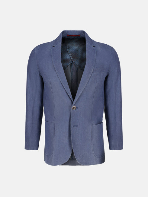 Blue Linen Blended Blazer Brumano Pakistan