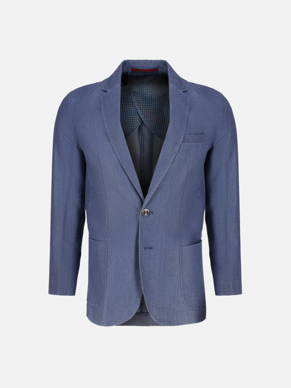 Blue Linen Blended Blazer Brumano Pakistan