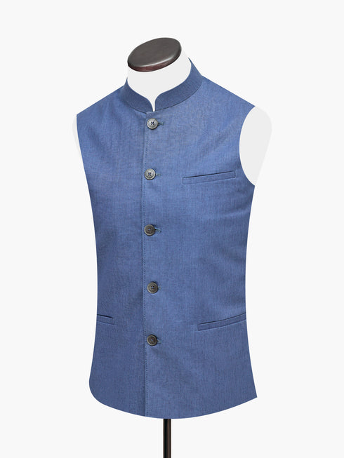 Blue Linen Waistcoat Brumano Pakistan