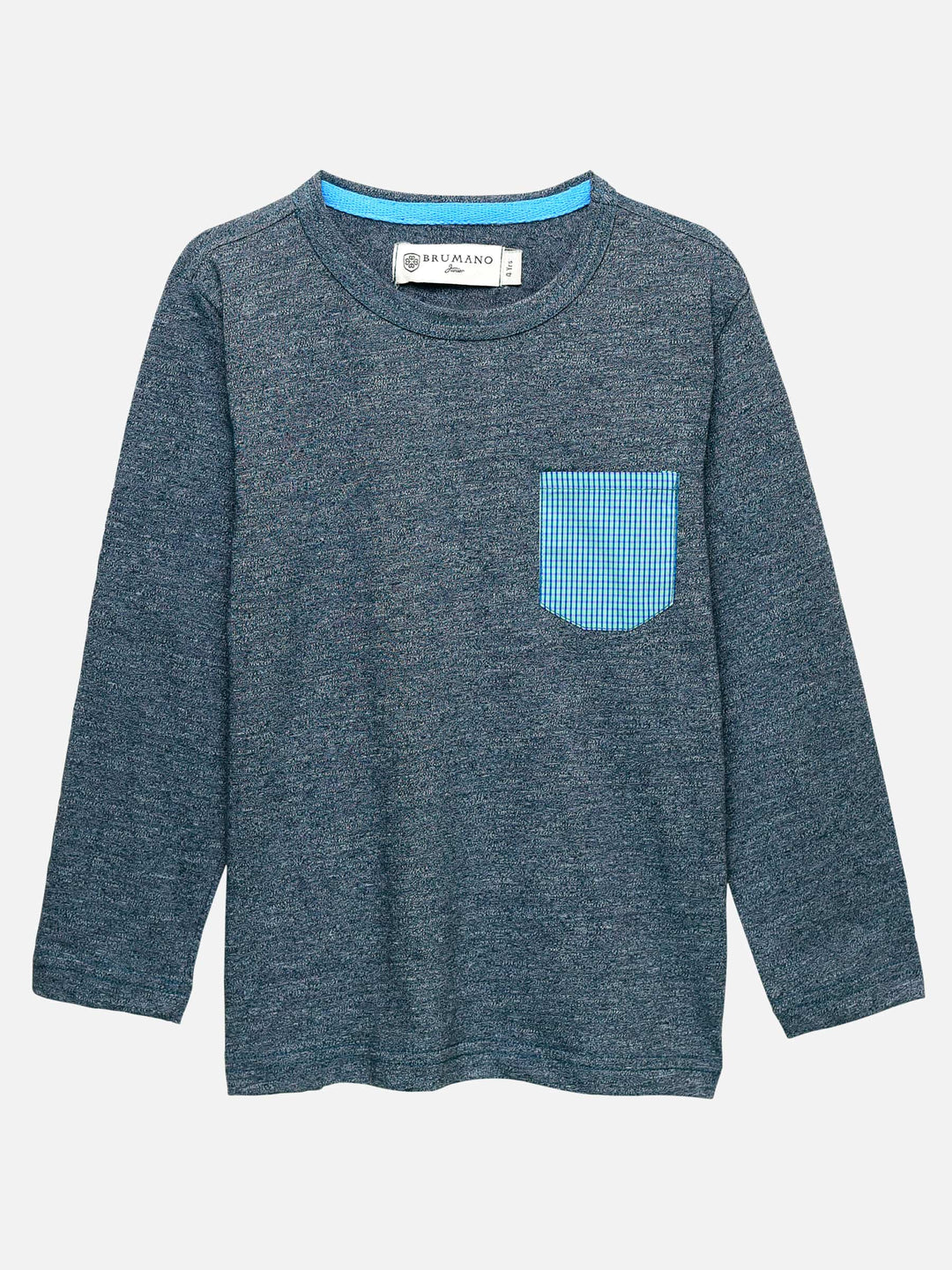 Blue Marl Full Sleeve T-Shirt With Contrasting Pocket Brumano Pakistan