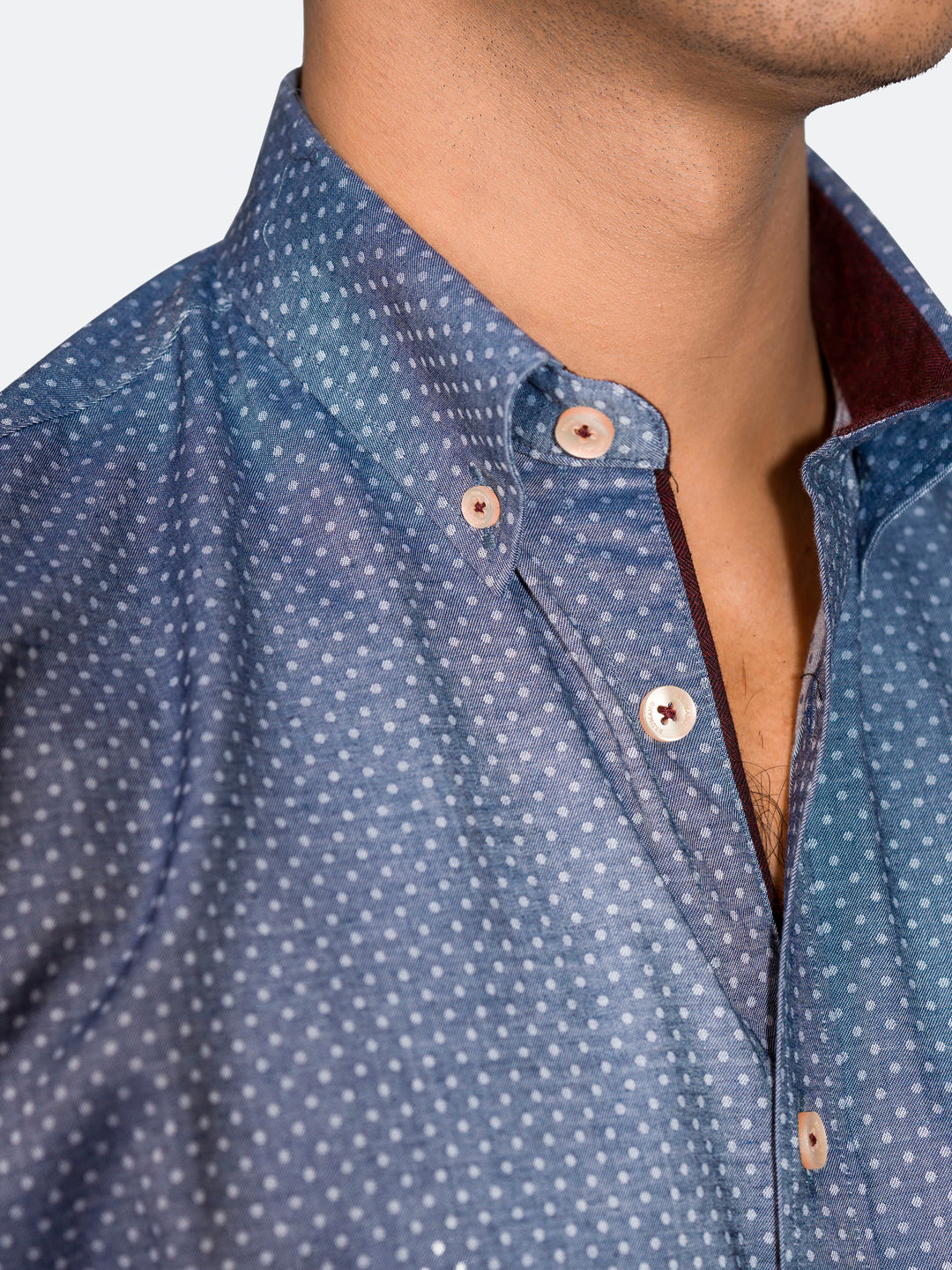 Blue Polka Dot Printed Button Down Shirt Brumano Pakistan
