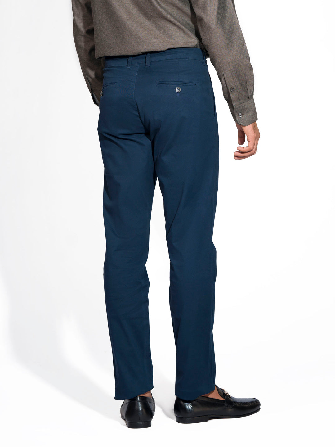 Blue Slim Fit Satin Chino