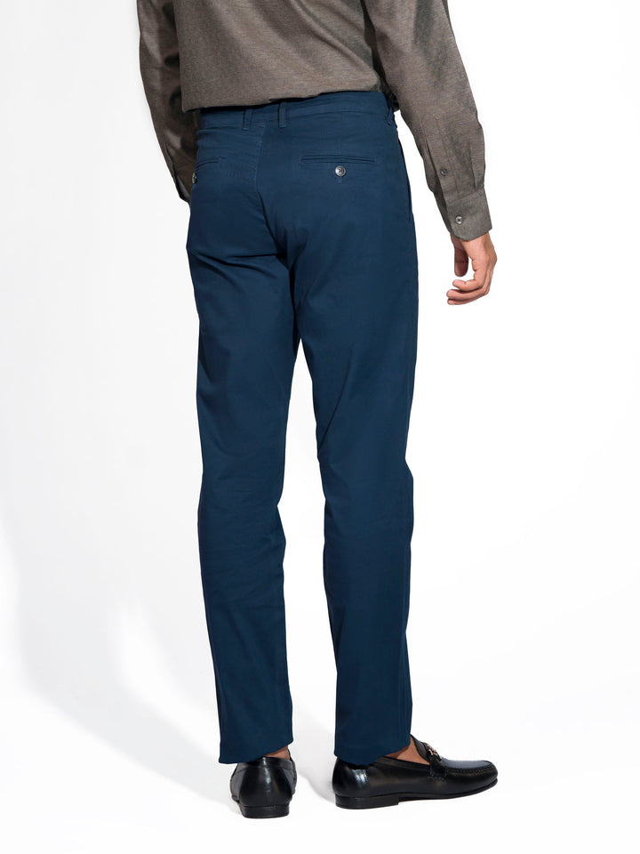 Blue Slim Fit Satin Chino