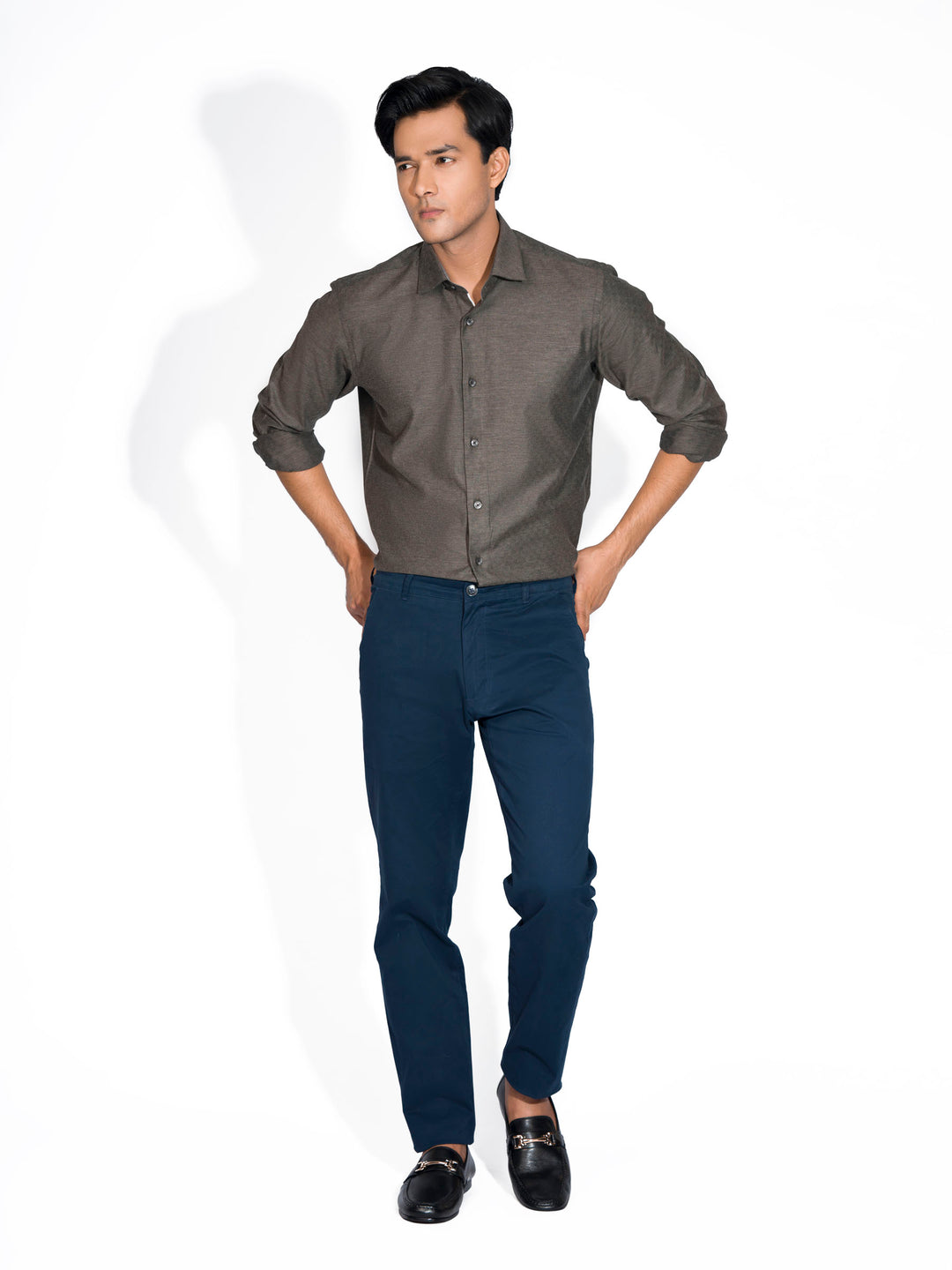 Blue Slim Fit Satin Chino
