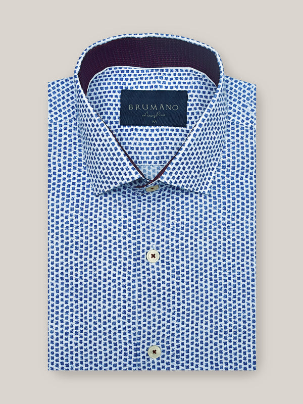Blue Square Printed Formal Shirt Brumano Pakistan