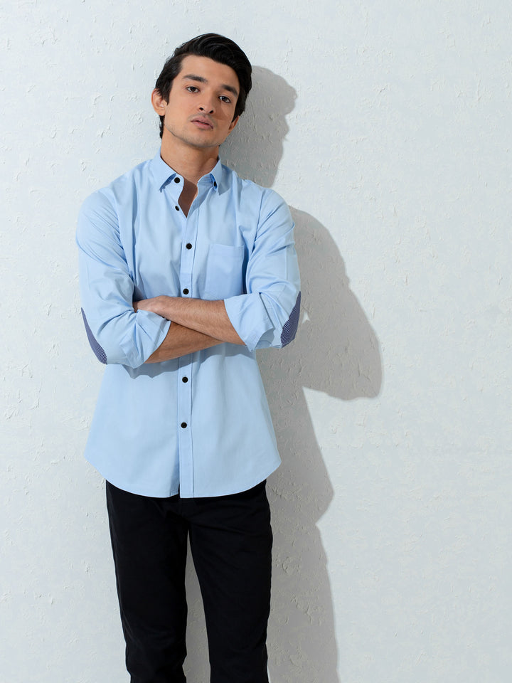 Blue Twill Shirt With Structured Elbow Patch Brumano Pakistan