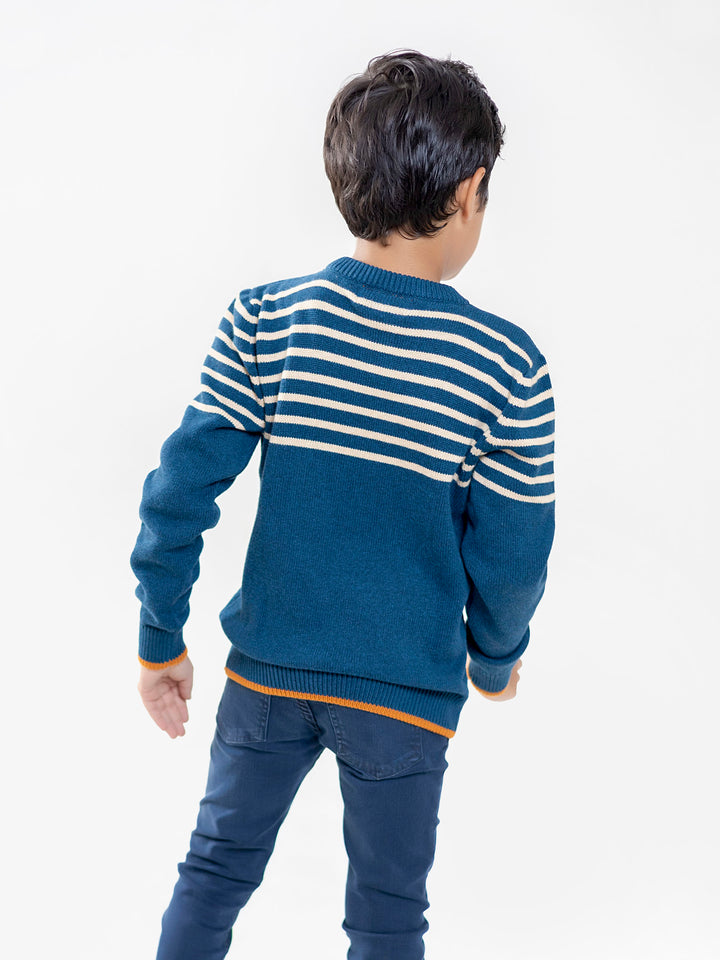 Blue & Beige Striped Casual Jumper Brumano Pakistan
