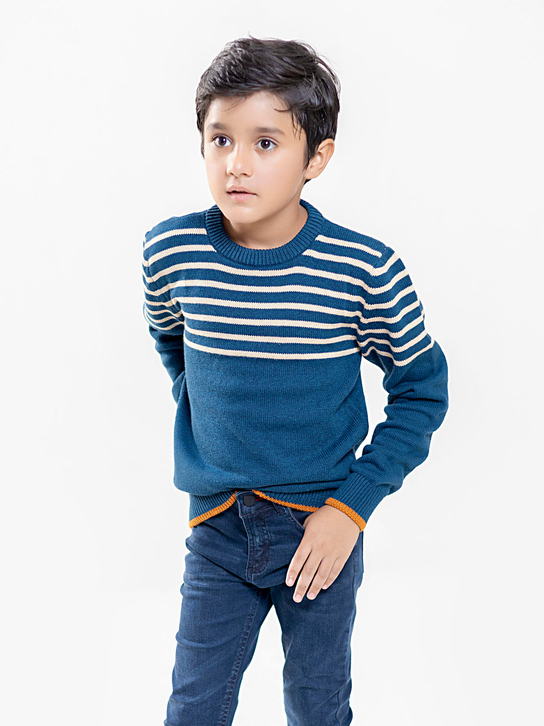 Blue & Beige Striped Casual Jumper Brumano Pakistan