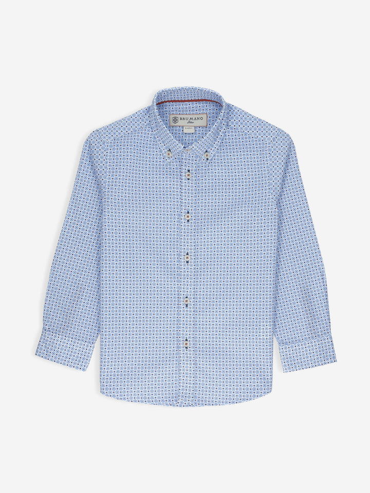 Blue & Black Printed Casual Long Sleeve Shirt Brumano Pakistan
