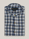 Blue & Brown Linen Mao Collar Shirt Brumano Pakistan