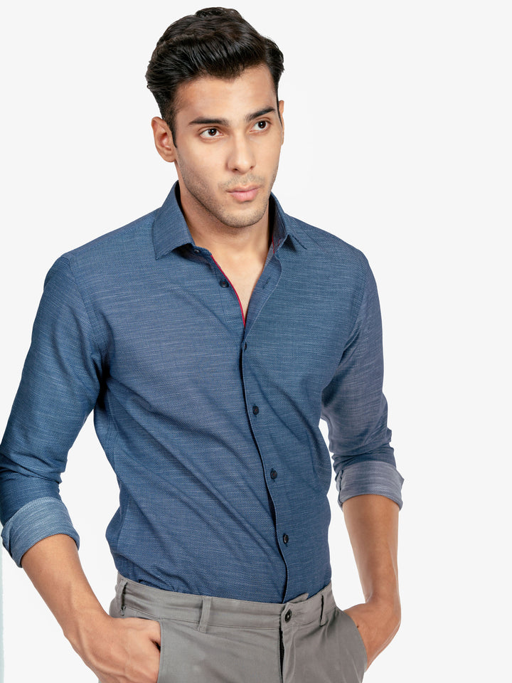 Blue & White Dobby Formal Shirt Brumano Pakistan