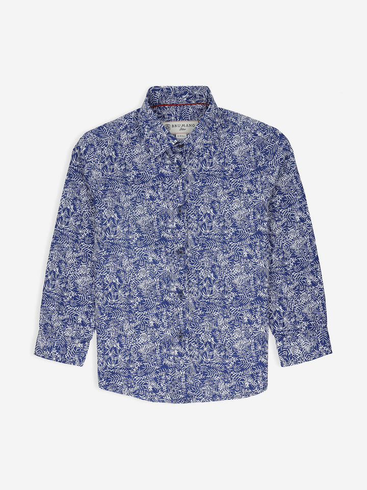 Blue & White Printed Long Sleeve Casual Shirt Brumano Pakistan