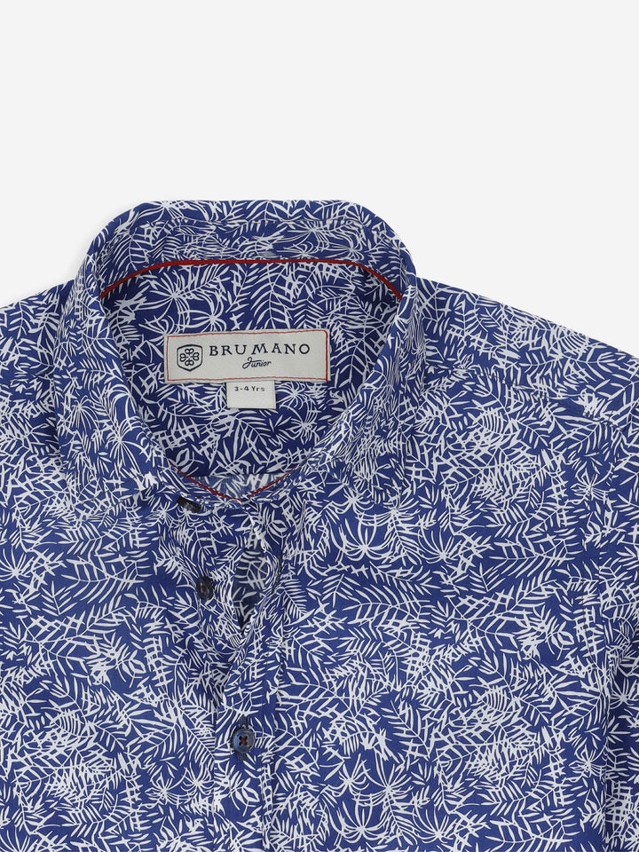 Blue & White Printed Long Sleeve Casual Shirt Brumano Pakistan