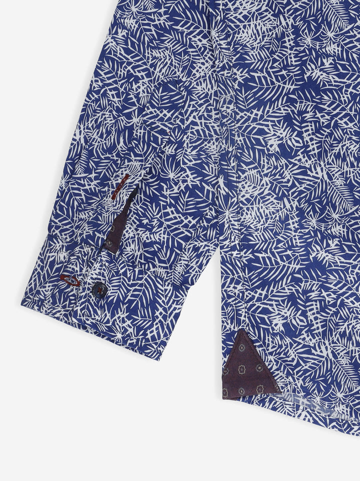 Blue & White Printed Long Sleeve Casual Shirt Brumano Pakistan