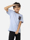 Blue & White Striped Short Sleeve Casual T-Shirt With Contrasting Pocket Brumano Pakistan