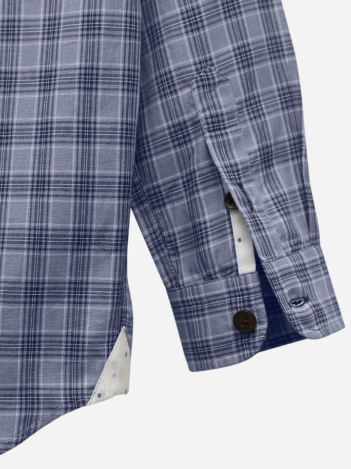 Bluish Grey Checkered Light Weight Casual Shirt Brumano Pakistan