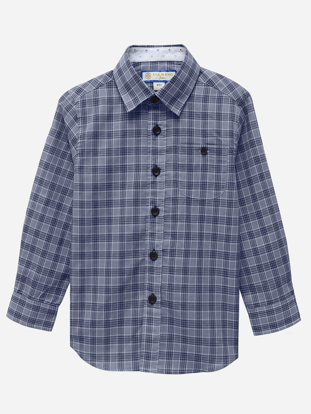 Bluish Grey Checkered Light Weight Casual Shirt Brumano Pakistan