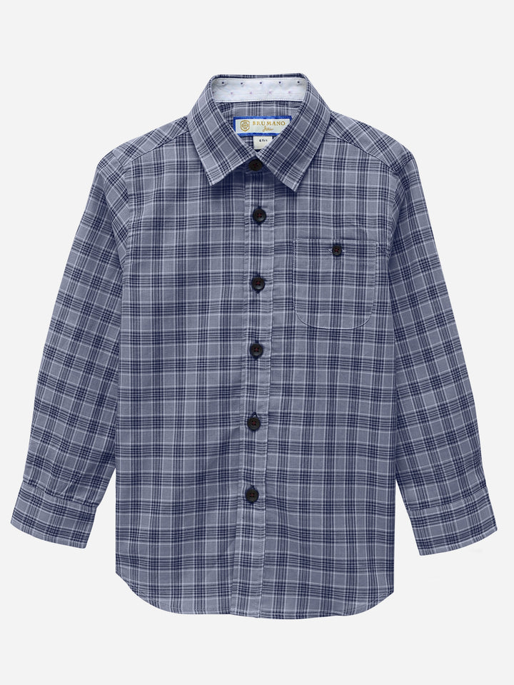 Bluish Grey Checkered Light Weight Casual Shirt Brumano Pakistan