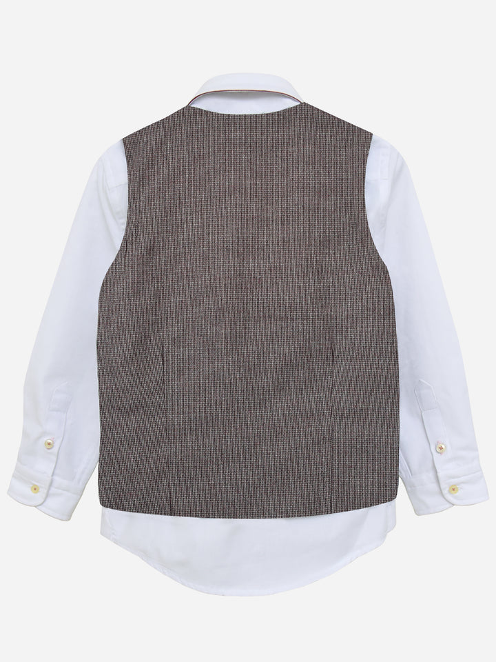 Bordo Textured Suit Vest With Bow Brumano Pakistan
